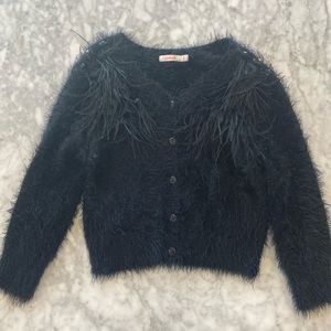 billieblush fuzzy and feathered girl’s cardigan